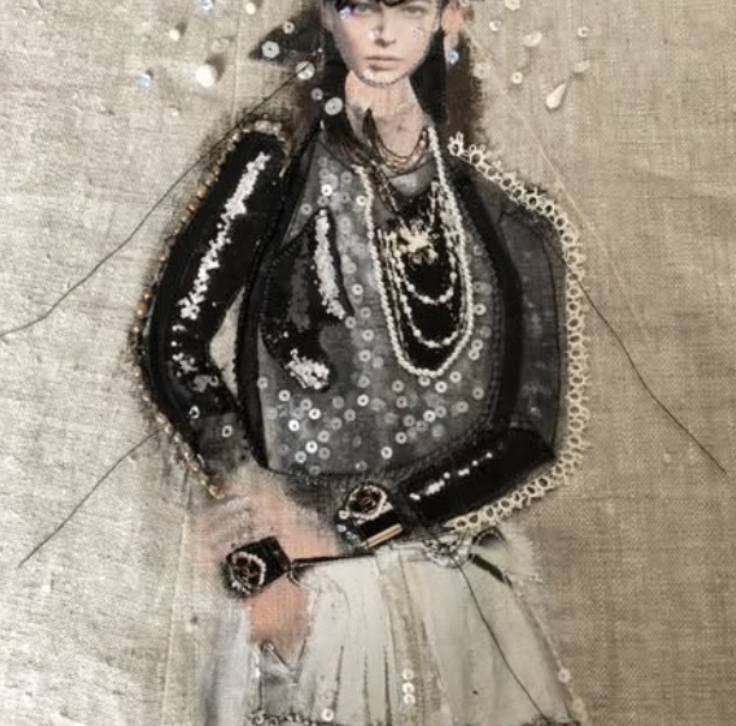 Textielcollage van Liesbeth Brouwer